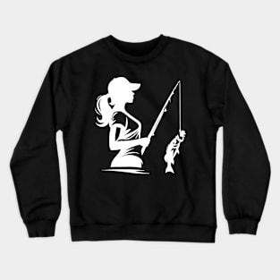 Fishing Girl Silhouette Crewneck Sweatshirt